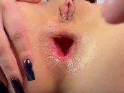 HORNY TEEN NEIGHBOR GIRL MAKES A GAPE, FUCKS HER ASS, AND CUM WITH A SQUIRT. CLOSE UP VIEW. HD VIDEO