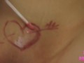 Naughty Blonde Amy Days Paints Hearts All Over Her Bare Pussy!