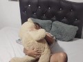 horny latina alone fucks teddy bear