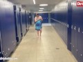 My Dirty Hobby - Nerdy babe swallows in the locker room