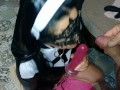 Beauty stepmom in a nun's costume worship his fat cock