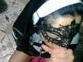 Beauty stepmom in a nun's costume worship his fat cock