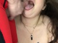 Thick Blue Eyed BBW Blowjob Cumshot On Tongue, Swallows And Keeps Sucking