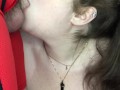 Thick Blue Eyed BBW Blowjob Cumshot On Tongue, Swallows And Keeps Sucking