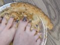 Smashing apple pie with my huge feet