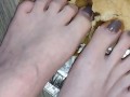 Smashing apple pie with my huge feet