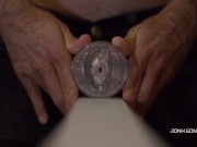 Transparent Fleshlight Fuck and Loud Moaning - Slow Motion Cumshot - Close UP