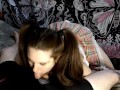 Chubby Schoolgirl With Pigtails Gives Deepthroat Blowjob, Swallows And Keeps Sucking