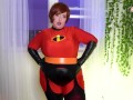 Elastigirl STRETCHES her pussy with dildo riding, tits (breast expansion) and futa cock pegging POV