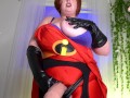 Elastigirl STRETCHES her pussy with dildo riding, tits (breast expansion) and futa cock pegging POV
