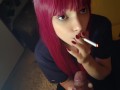 Adorable Alt Girl blowing cigarette smoke on dick POV (full vid on my 0nlyfans)