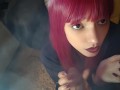 Adorable Alt Girl blowing cigarette smoke on dick POV (full vid on my 0nlyfans)