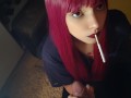 Adorable Alt Girl blowing cigarette smoke on dick POV (full vid on my 0nlyfans)