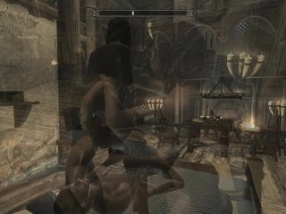 Skyrim: Sex With My Wife & Steward (Threesome)