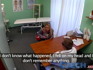 Czech Dizzy blonde squirts and recieves a creampie prescription