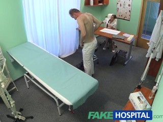 FakeHospital Patient gives his hot brunette nurse a cream pie