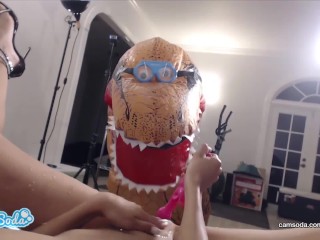 veronica rodriguez squirting on a TREX and 3 TIT latina fuckbots to orgasm