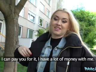 Public Agent Hot blonde student fucked doggy style in forest for cash