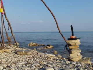 Cosplay Moana XXX - Nude Girl Outdoors Masturbation and Fuck Dildo