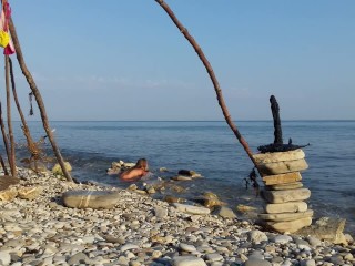 Cosplay Moana XXX - Nude Girl Outdoors Masturbation and Fuck Dildo