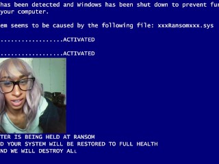 Ransomware - Geeky Girl Gets  ( Dildo Sucking & Fucking )