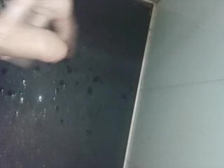 PUBLIC HANDJOB HUGE CUMSHOT + SELF BLOWJOB