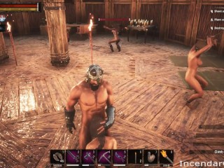 Incendar Facefucks Bound Slave Hard Cums. Video Game sex Conan Sexiles ERP