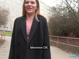 Public Agent Russian shaven pussy fucked for cash