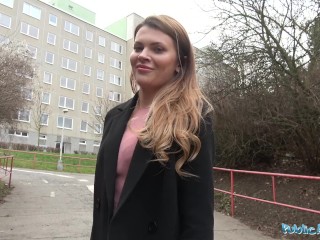 Public Agent Russian shaven pussy fucked for cash