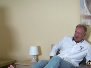 Jealous trophy girlfriend fucks sugar daddy sucks his dick and swallows cum