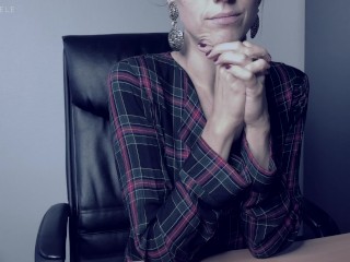 The Cumsultation. Relax in Lele's office.Sloppy dildo suck.Cum on boobs JOI