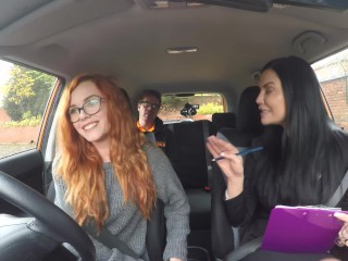 Fake Driving School Voluptuous redhead fucks in car