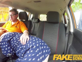 Fake Driving School Voluptuous redhead fucks in car