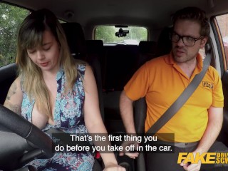 Fake Driving School Massive British boobs one last lesson