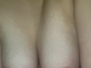 Cumshot on my girlfriends big boobs