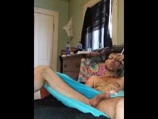 Playing around and smoking a cig before bubble bath.