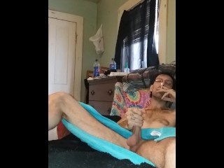 Playing around and smoking a cig before bubble bath.