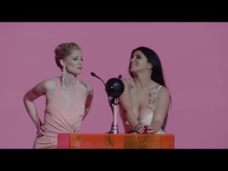 Romi Rain and Charlotte Stokely presenting at the PornHub Awards