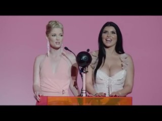 Romi Rain and Charlotte Stokely presenting at the PornHub Awards