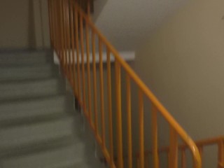 Amateur Threesome blowjob in the entrance | Public double blowjob POV