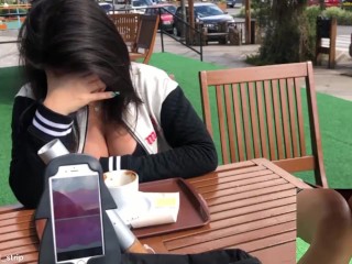 Public female orgasm interactive toy beautiful face agony torture