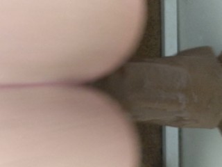 Watch me fuck a BBC Dildo mounted on my  wall !!