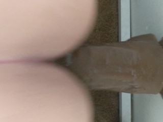 Watch me fuck a BBC Dildo mounted on my  wall !!