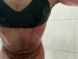 Wearing some neighbor's thrown away bra after playing Holi(colour festival)