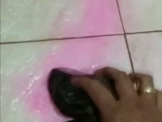 Wearing some neighbor's thrown away bra after playing Holi(colour festival)