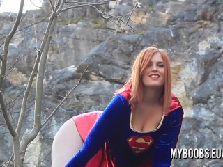 Alexsis Faye Busty SuperWoman Cosplay outdoor playing