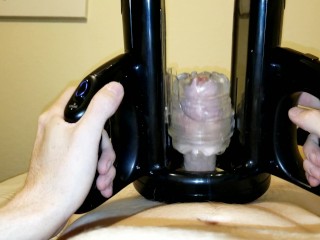 Fleshlight quickshot launch cumshot and post orgasm torture