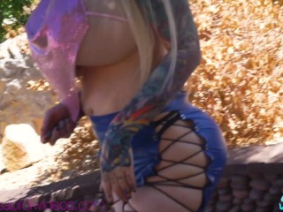 Sabrina Sabrok Huge tits flashing in public