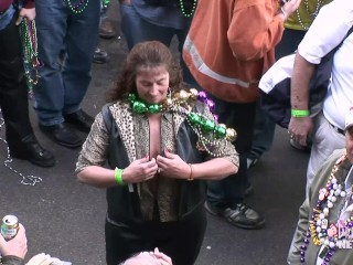 Fat Tuesday Freaky MILFS Getting Naked In The Street For Beads