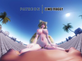 Touhou - Ran Yakumo Beach Pussygrind & Cowgirl [5K HENTAI VR]